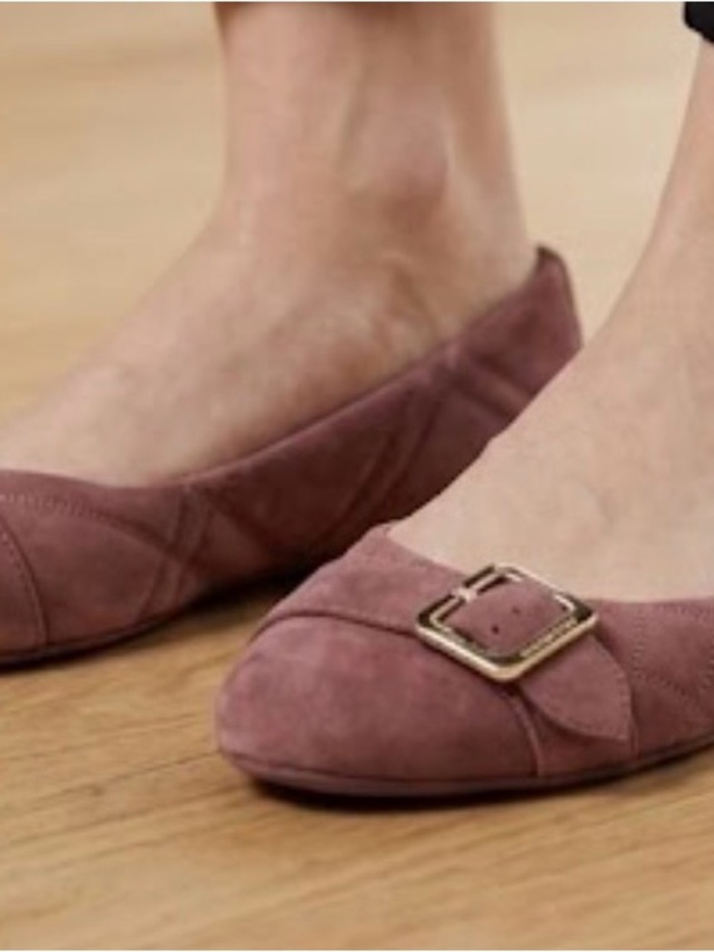 Burberry Quilted Suede Ballet Flats in Dusty Rose with Gold Buckle - Picture 7 of 7